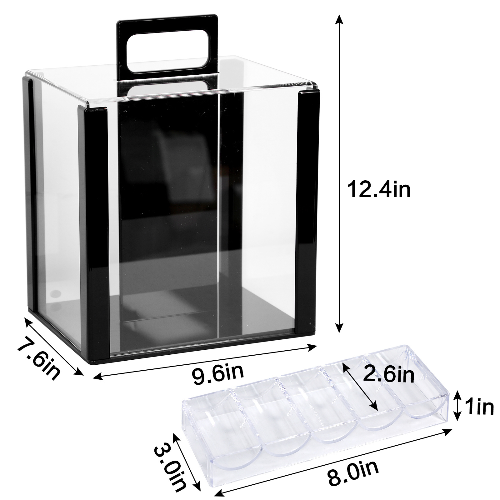 Poker Chips Suitcase With Password 1000pcs Acrylic Transparent Double Open Boxes With 10 Chip Trays