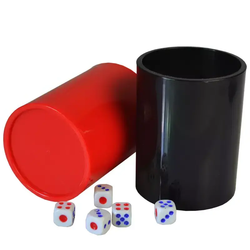 KTV Bar Plastic Casino Custom Dice Cup Gambling with 6pcs Dices Drinking Dice Set with Cup Straight Cylinder Boxs Supplier