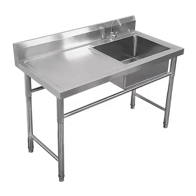 Hot Sale Kitchen Stainless Steel Sink Single Bowl Thickened Countertop With Stand Commercial Restaurant/Hotel Kitchen Sink