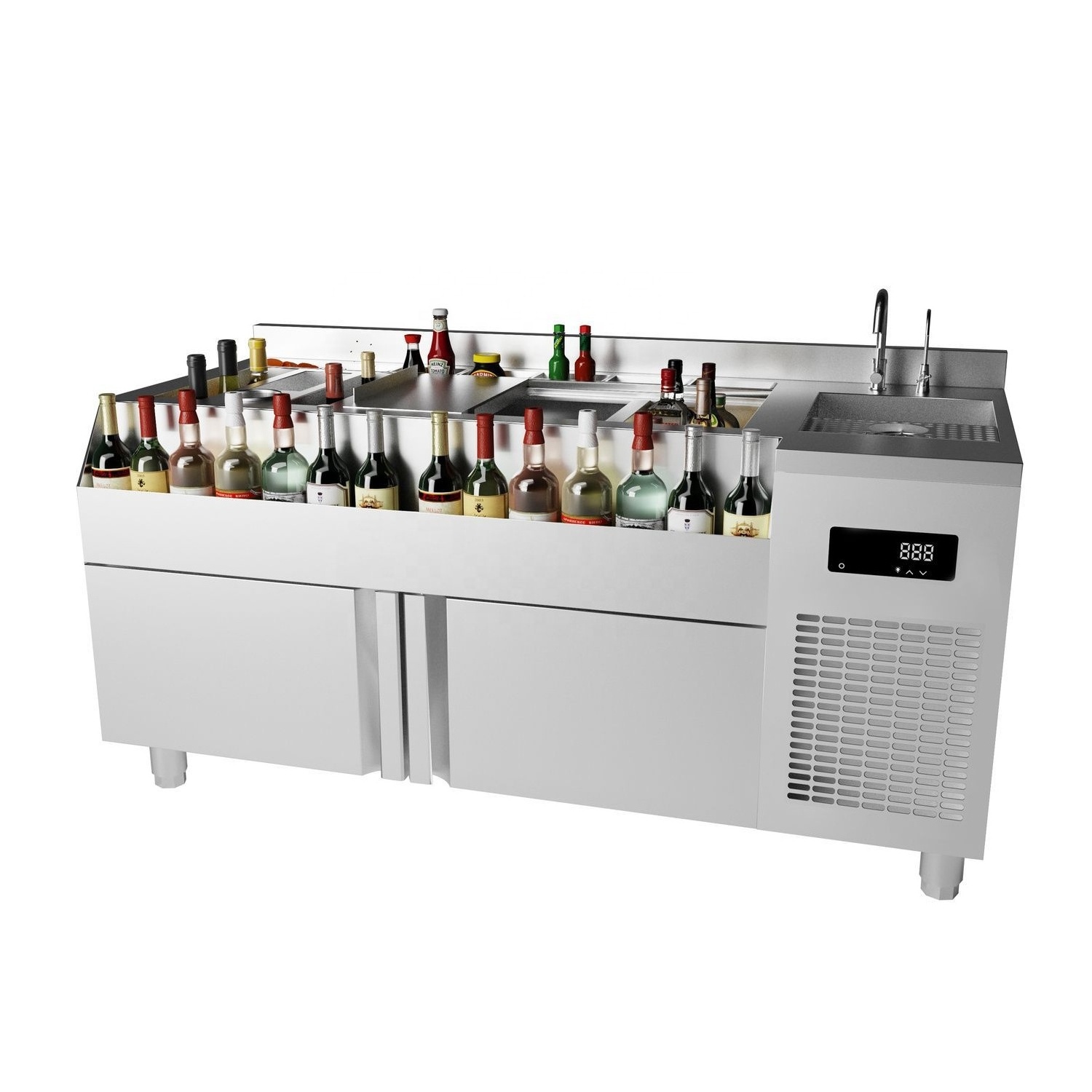 New Modern Light Luxury Bar Mixer Counter For Bar Pubs Restaurant High-quality Commercial Refrigerated Cocktail Bartending Table