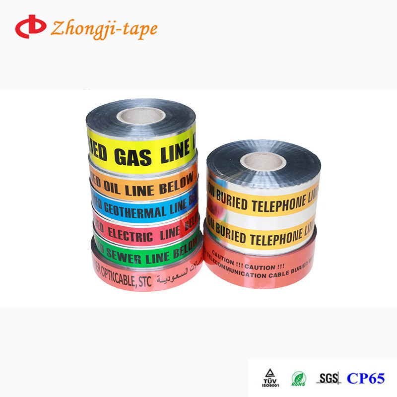 Factory cheap price Underground detectable warning tape printed caution buried fiber optic line  below