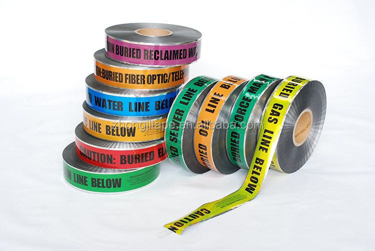 Underground detectable aluminium foil coated pe warning tape