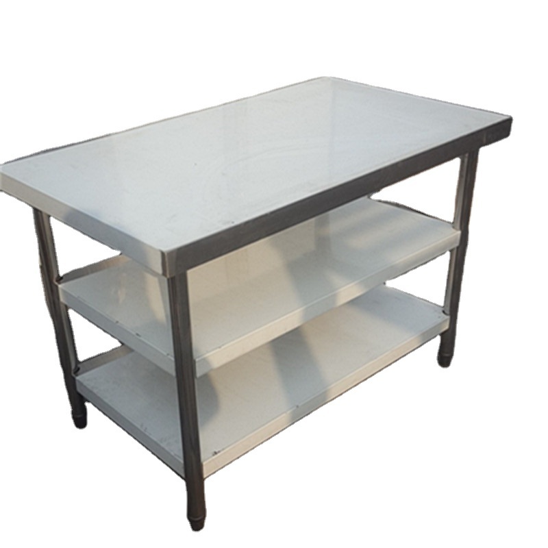 Stainless Steel Commercial Kitchen 3 layer work table Custom work table with middle and bottom shelf