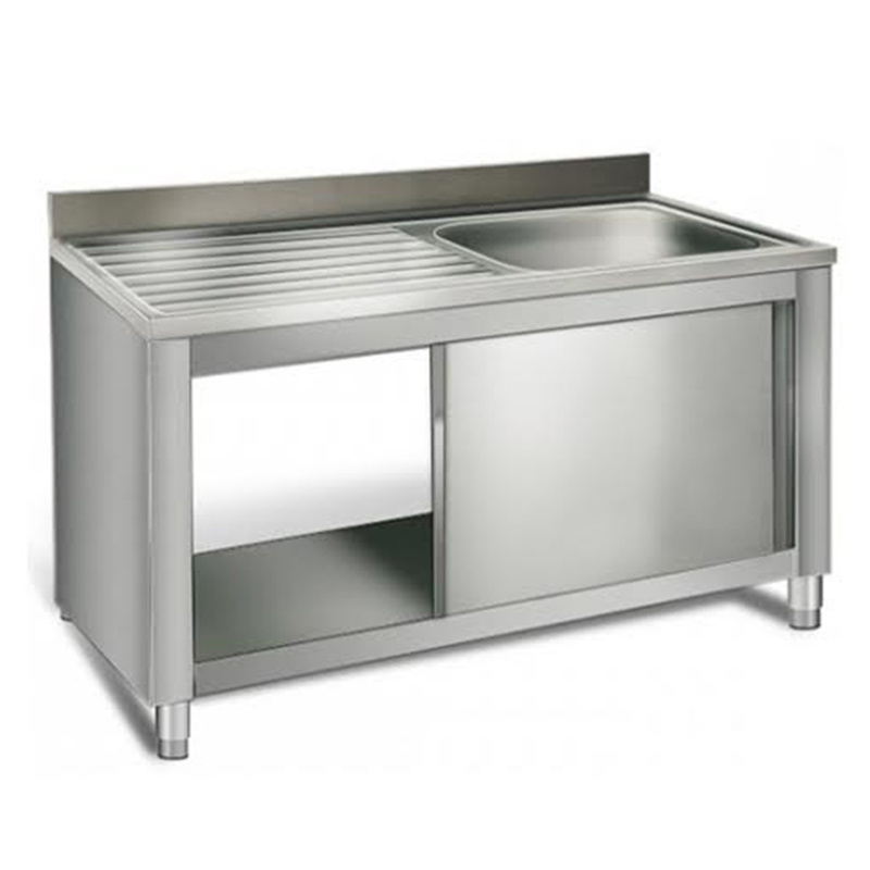 Sliding Door Sink Base Industrial Commercial Kitchen Modular Metal Stainless Steel Cabinets for Sale