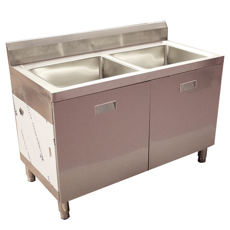 Sliding Door Sink Base Industrial Commercial Kitchen Modular Metal Stainless Steel Cabinets for Sale