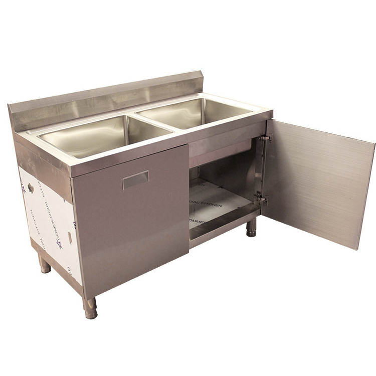 Sliding Door Sink Base Industrial Commercial Kitchen Modular Metal Stainless Steel Cabinets for Sale