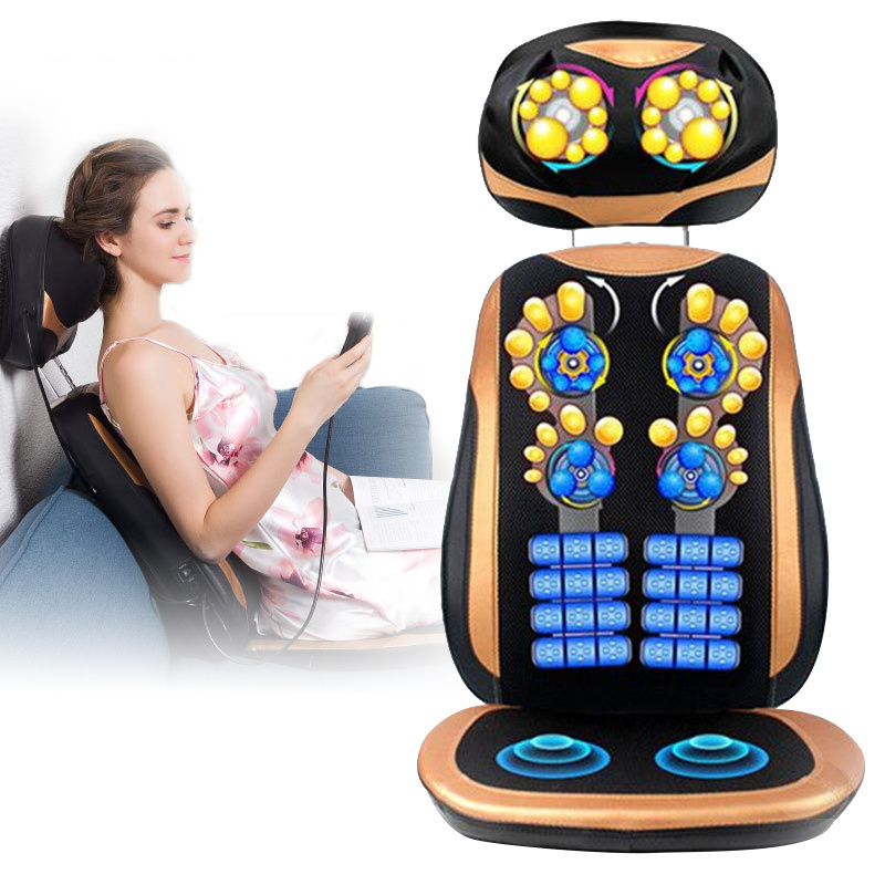 Ergonomic Full Body Shiatsu Heat Massage Chair Cushion For Car and Home Seat