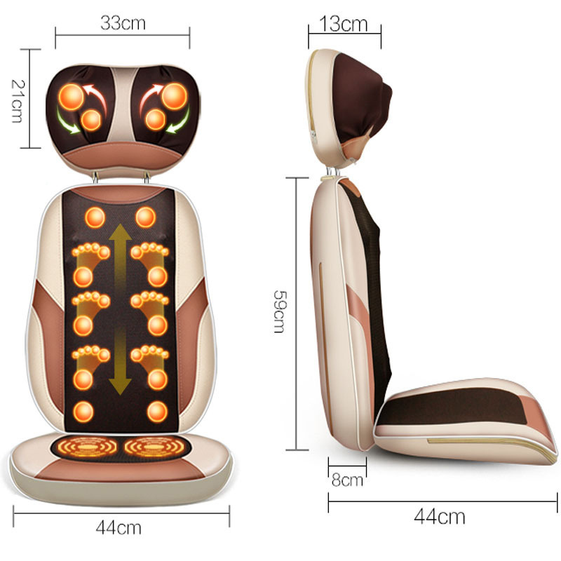 Ergonomic Full Body Shiatsu Heat Massage Chair Cushion For Car and Home Seat