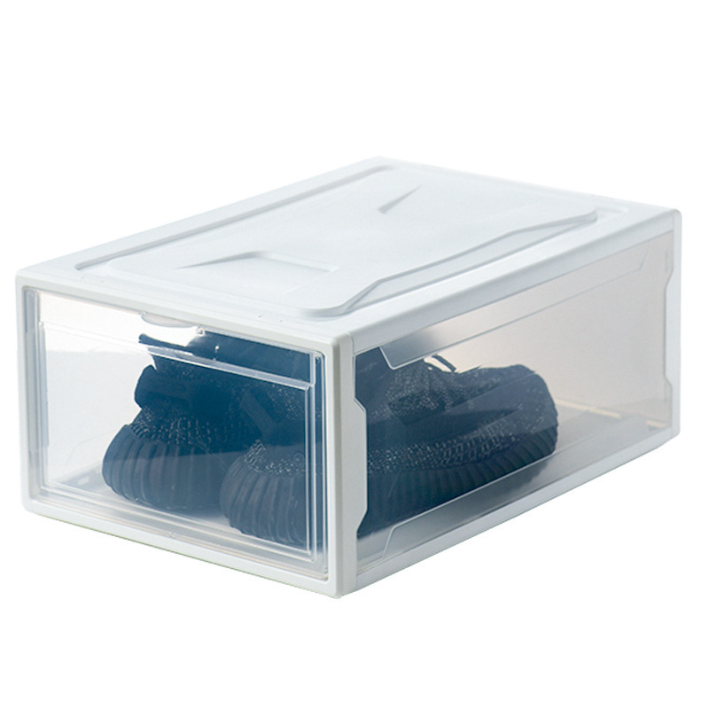 Wholesale Shoe Storage Boxes Stackable Clear Acrylic Drop Front Side Open Folding Steady Shoe Storage with Door