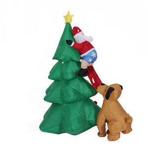 1.8M Inflatable Christmas Tree Led Dog Bite Santa Claus Climbing Tree Christmas Decorations Outdoor Indoor