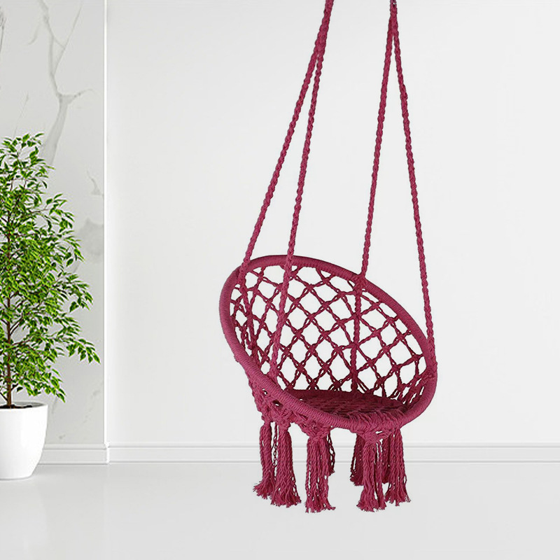 Outdoor Patio Bohemian Hammock Macrame Fringe Chair Garden Handwoven Cotton Rope Hammock Indoor Hanging Chair Swing