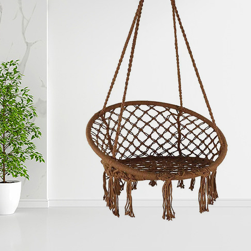 Outdoor Patio Bohemian Hammock Macrame Fringe Chair Garden Handwoven Cotton Rope Hammock Indoor Hanging Chair Swing