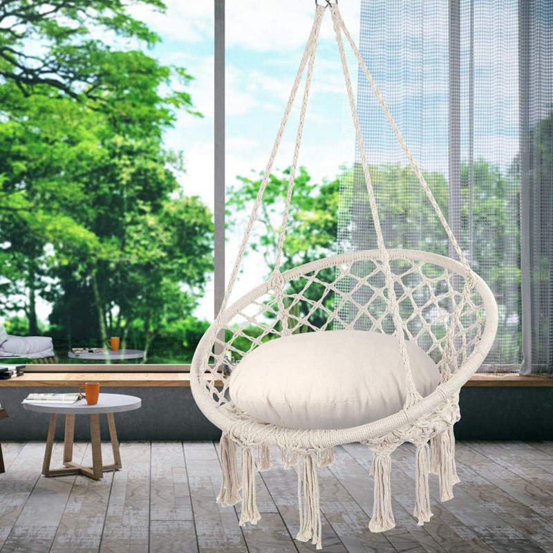 Hot Handwoven Cotton Rope Macrame Hammock Indoor Hanging Chair Swing