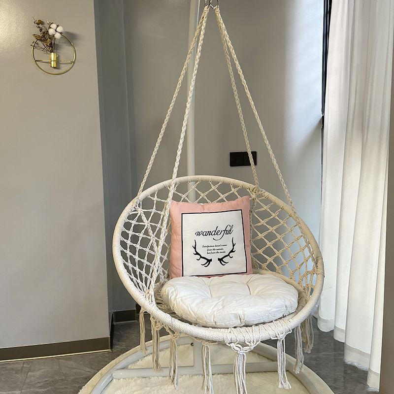 Hot Handwoven Cotton Rope Macrame Hammock Indoor Hanging Chair Swing