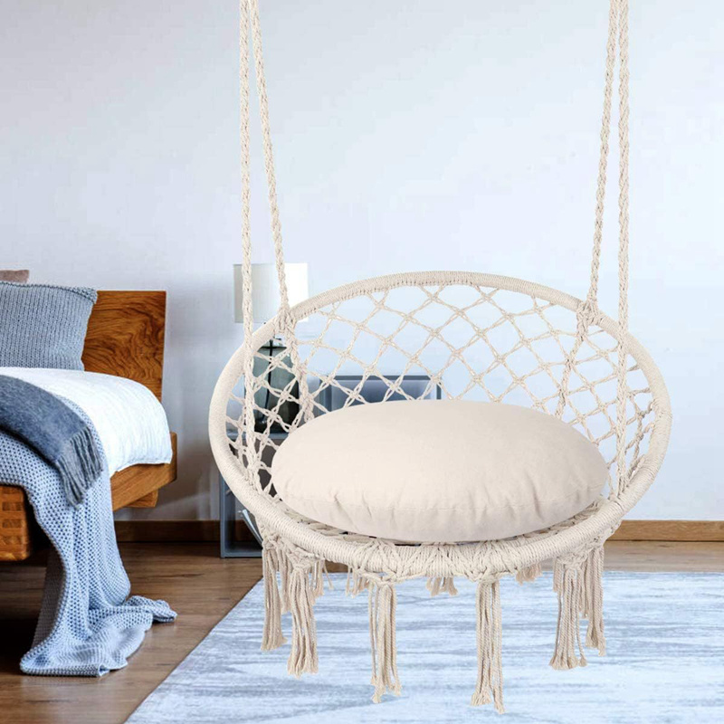 Hot Handwoven Cotton Rope Macrame Hammock Indoor Hanging Chair Swing