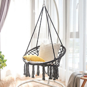 Hot Handwoven Cotton Rope Macrame Hammock Indoor Hanging Chair Swing