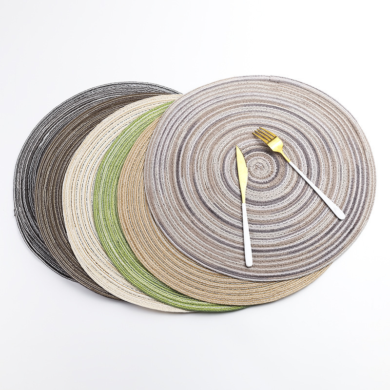 38cm Cotton Yarn Round Woven Table Mats Ramie Linen Insulation Pad Tea Placemats Coaster Home Decoration