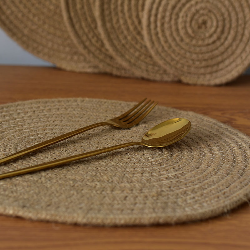 Wholesale Natural Round Cotton Rope Burlap Jute Linen Placemat Woven Hand Made Table Mats Rattan Charger Braided Placemats