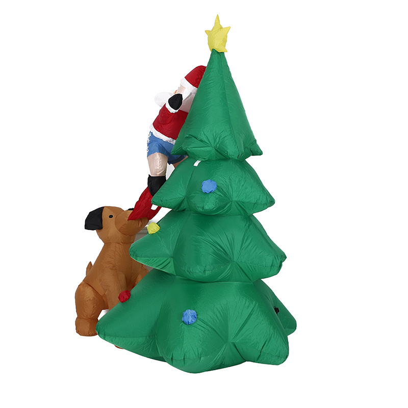 1.8M Inflatable Christmas Tree Led Dog Bite Santa Claus Climbing Tree Christmas Decorations Outdoor Indoor