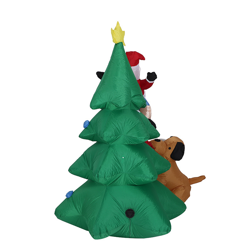 1.8M Inflatable Christmas Tree Led Dog Bite Santa Claus Climbing Tree Christmas Decorations Outdoor Indoor