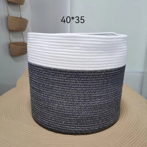 Hot Sales Home Decoration Woven Laundry Basket Cotton Rope Basket For Living Room Nursery Clothes Storage