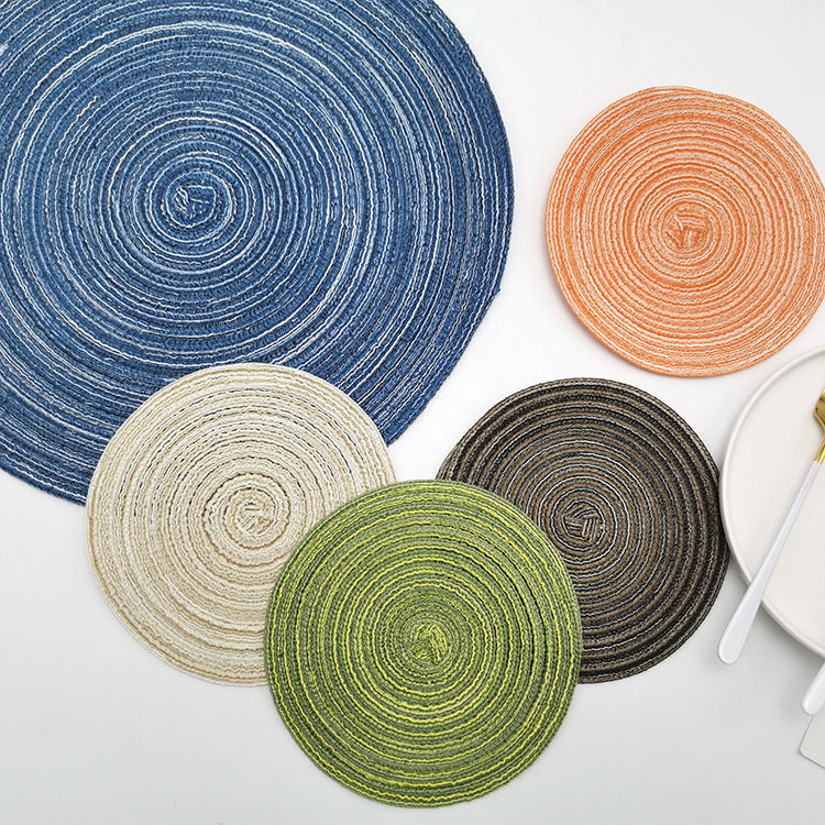 38cm Cotton Yarn Round Woven Table Mats Ramie Linen Insulation Pad Tea Placemats Coaster Home Decoration