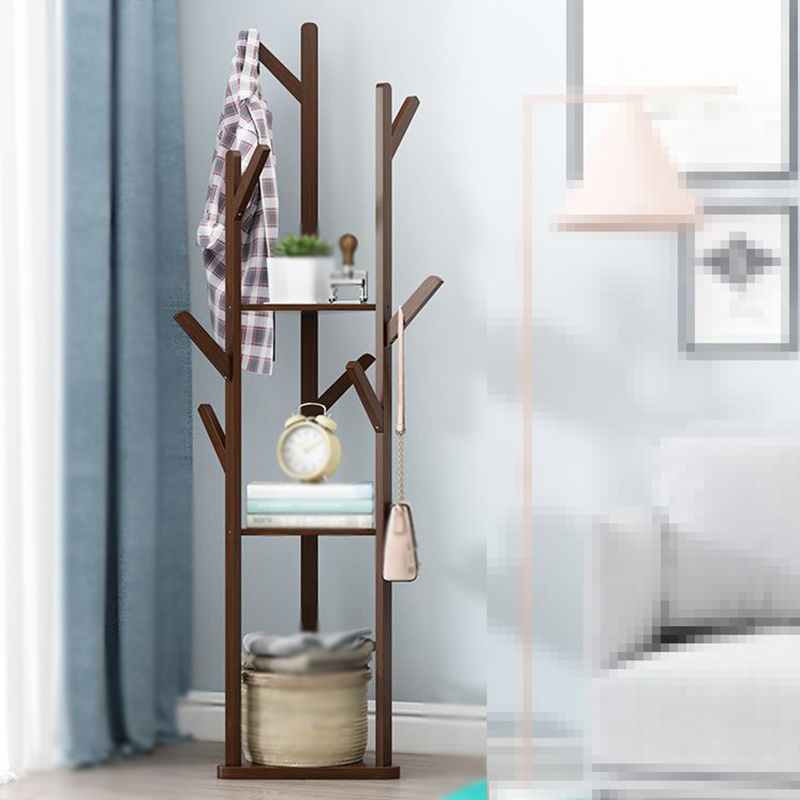 Simple coat and hat rack Solid wood floor simple modern bedroom hangers room storage rack clothes rack