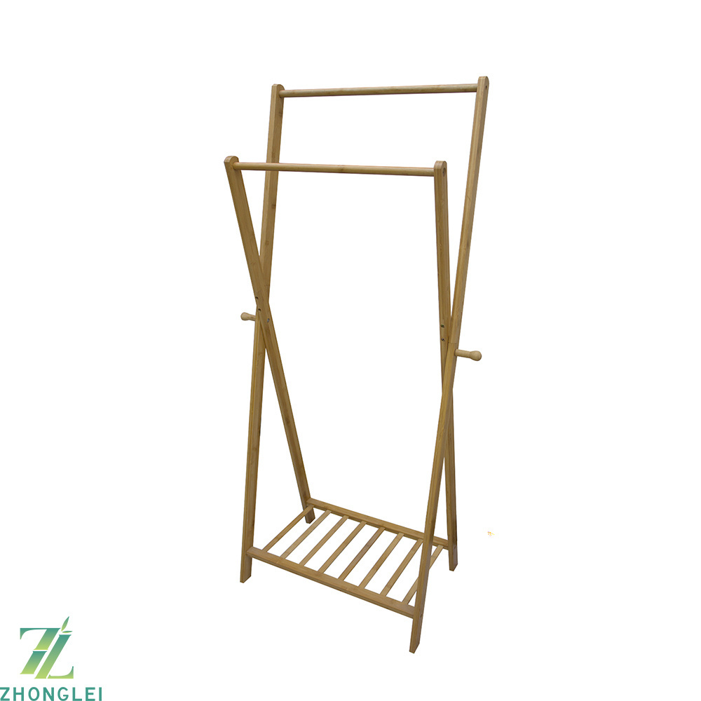 Best Quality  Bathroom Clothing Hat Rack Vintage Expandable Bamboo Towel Holder Coat Hanging Rack Stand