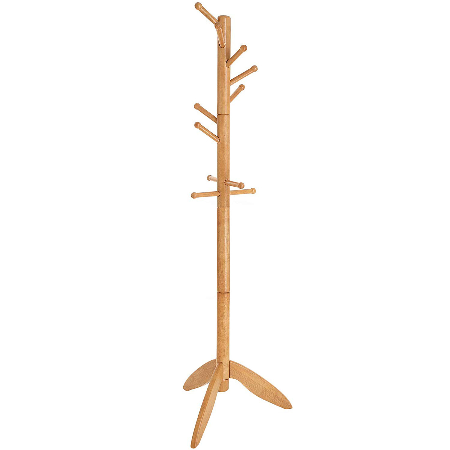 Wooden Hall Tree Enterway Coat Hanger Holder Free Standing for Clothes Hats Purses Coat Rack Stand