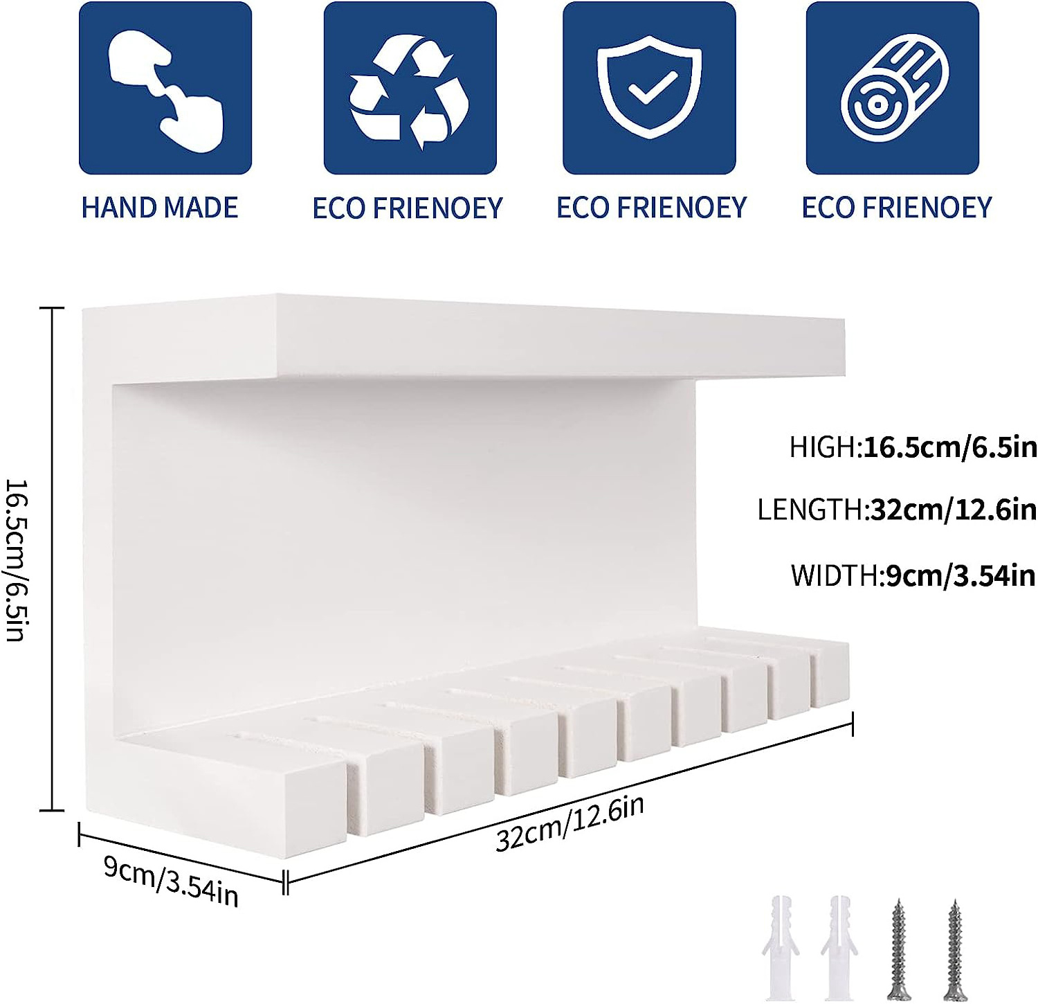 White Belt Storage Organizer for Closet Belt Hanger Wall Mounts with Double Shelving Platform Universal Belt Rack Holder