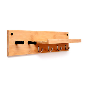 Wood wall hanging shelf rack with hooks