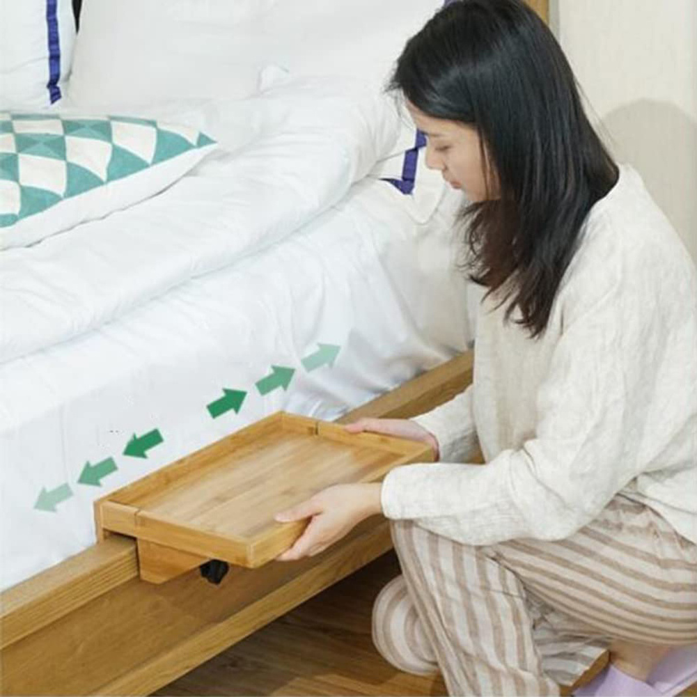 Bamboo Bedside Shelf for Bed and Bunk Bedside Shelf with Watch Stand College Dorm Room Essentials