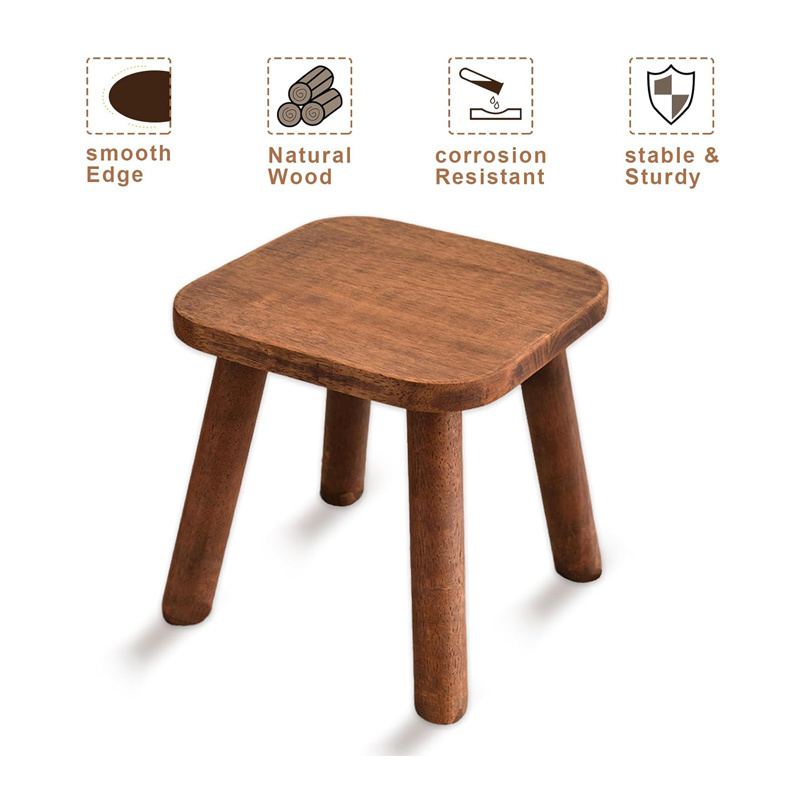 9.45 Inch Small Wooden Stool Small Bench Wooden Step Stool for Kids & Adult Small Stool for Kitchen Bathroom and Plant Stand