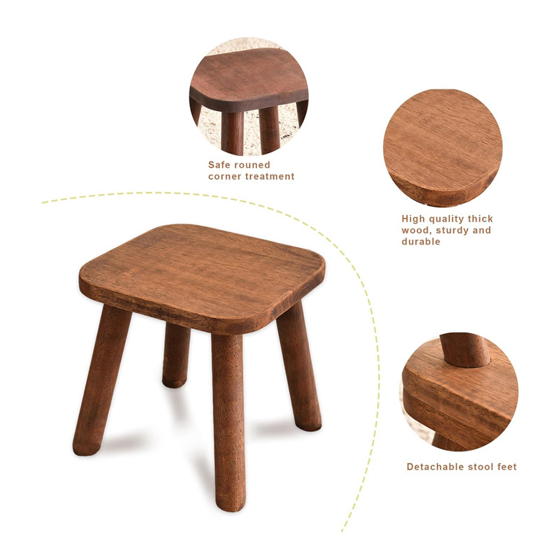 9.45 Inch Small Wooden Stool Small Bench Wooden Step Stool for Kids & Adult Small Stool for Kitchen Bathroom and Plant Stand