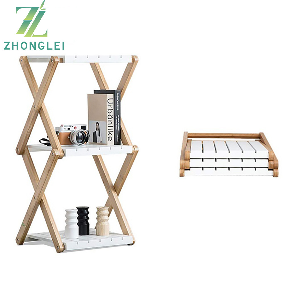 2 Tier Plant Stand Organizer and Shoe Rack Bamboo Foldable Shelf