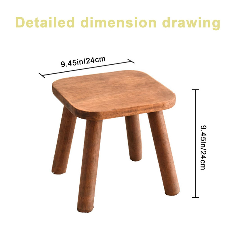 9.45 Inch Small Wooden Stool Small Bench Wooden Step Stool for Kids & Adult Small Stool for Kitchen Bathroom and Plant Stand