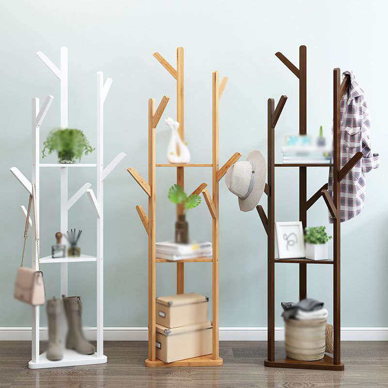 Simple coat and hat rack Solid wood floor simple modern bedroom hangers room storage rack clothes rack