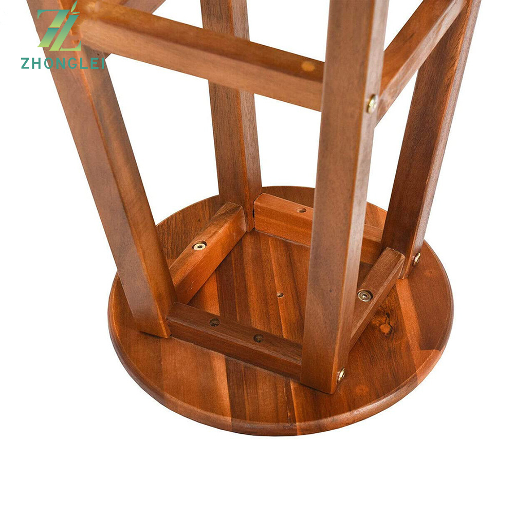 Round Acacia Wood StoolSolid Wood Chair with Foot Plate, Round Seat with Stable Legs, Ideal for Kitchen,