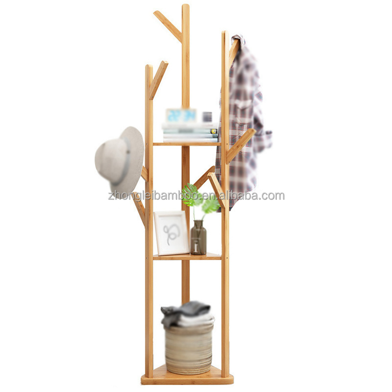 Simple coat and hat rack Solid wood floor simple modern bedroom hangers room storage rack clothes rack