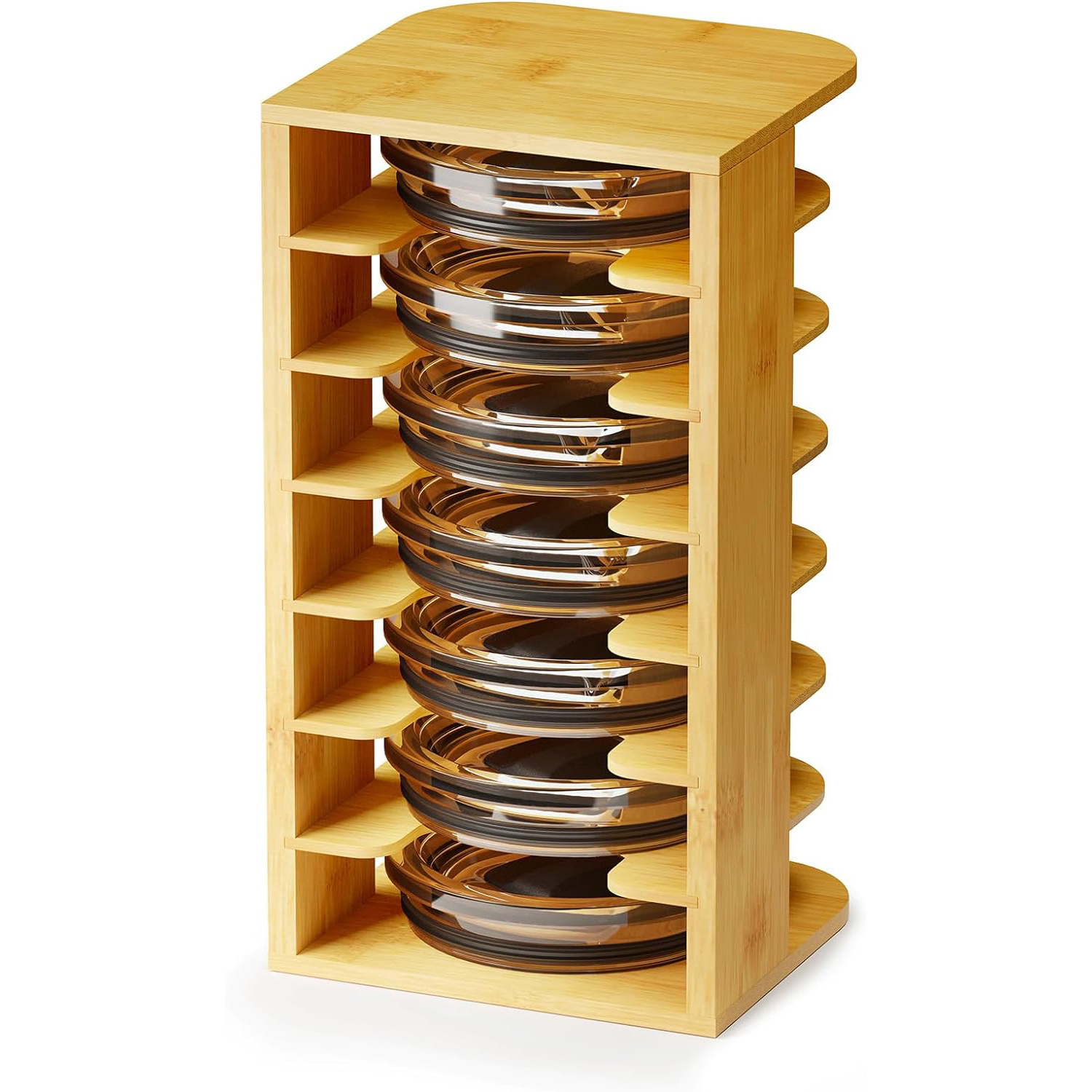 Bamboo Tumbler Lid Organizer for Kitchen Cabinet Water Bottle Lid Organizer for Cabinet Organization Cup Mini Lids Organizers