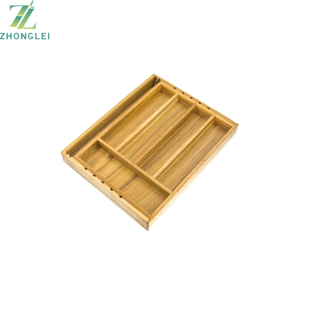 Wooden Cutlery Drawer Organizer Expandable Acacia Cutlery Tray Drawer Dividers Organizer for Utensils Holder Silverware Flatware