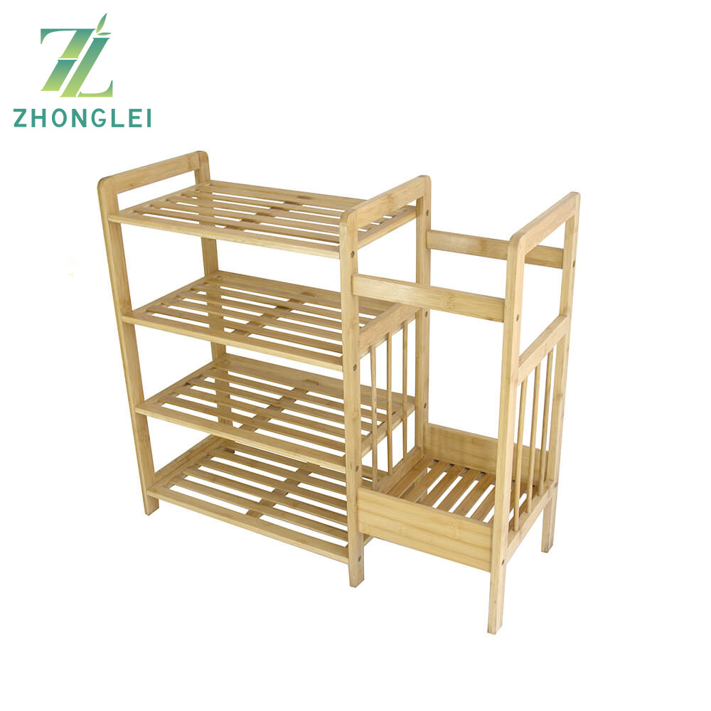 Wholesale Shoes Bench Entryway Organizer Standing Vintage Living Room Bamboo Shoe Cabinet 4 tier shoe rack