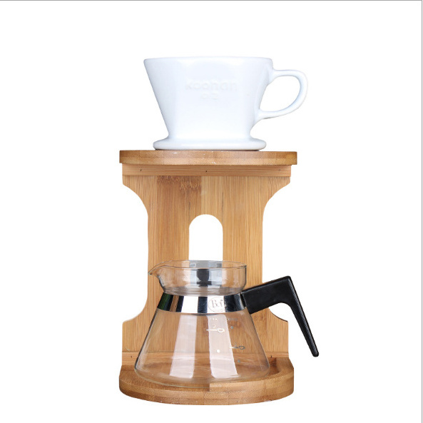 Wholesale Bamboo Hand Coffee Drip Stand bamboo Coffee Filter Holder Set for Holding Coffee Dripper