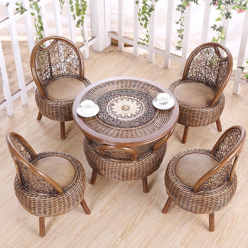 Outdoor Furniture Sets 3 Pieces Hand-Woven PE Rattan Wicker Chairs with Table Outdoor Garden Furniture Sets