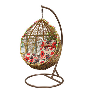 Indoor Outdoor Modern PE Rattan Water Drop Shaped Swing Chair Wicker Hanging Chair Egg Chair