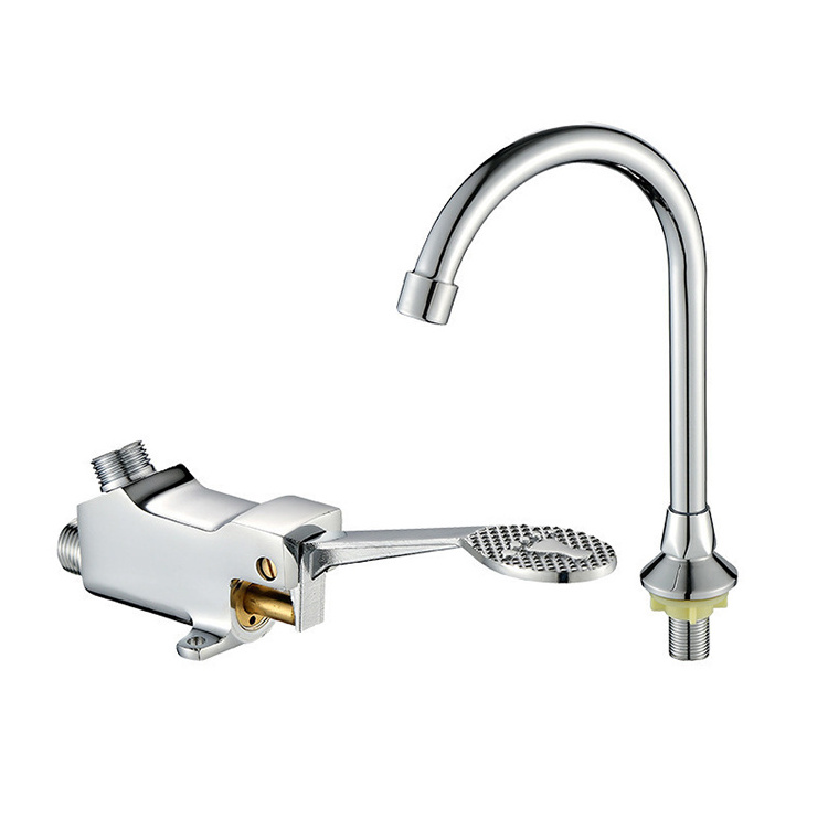 Hospital Brass Water hands free control faucets foot pedal faucet valve foot operated faucet