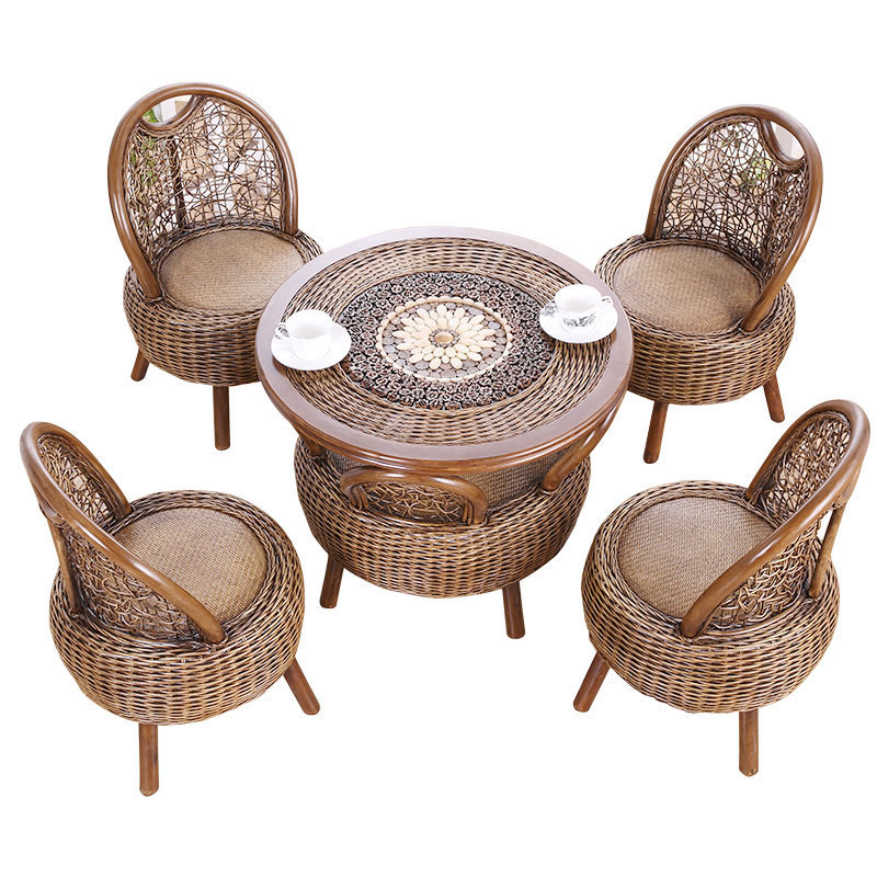 Outdoor Furniture Sets 3 Pieces Hand-Woven PE Rattan Wicker Chairs with Table Outdoor Garden Furniture Sets