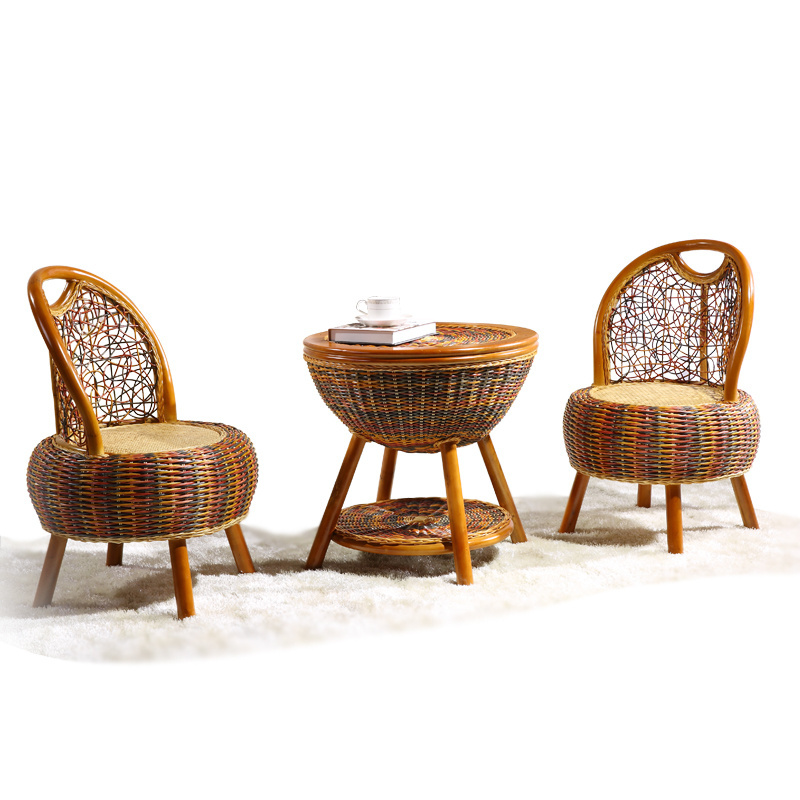 Outdoor Furniture Sets 3 Pieces Hand-Woven PE Rattan Wicker Chairs with Table Outdoor Garden Furniture Sets