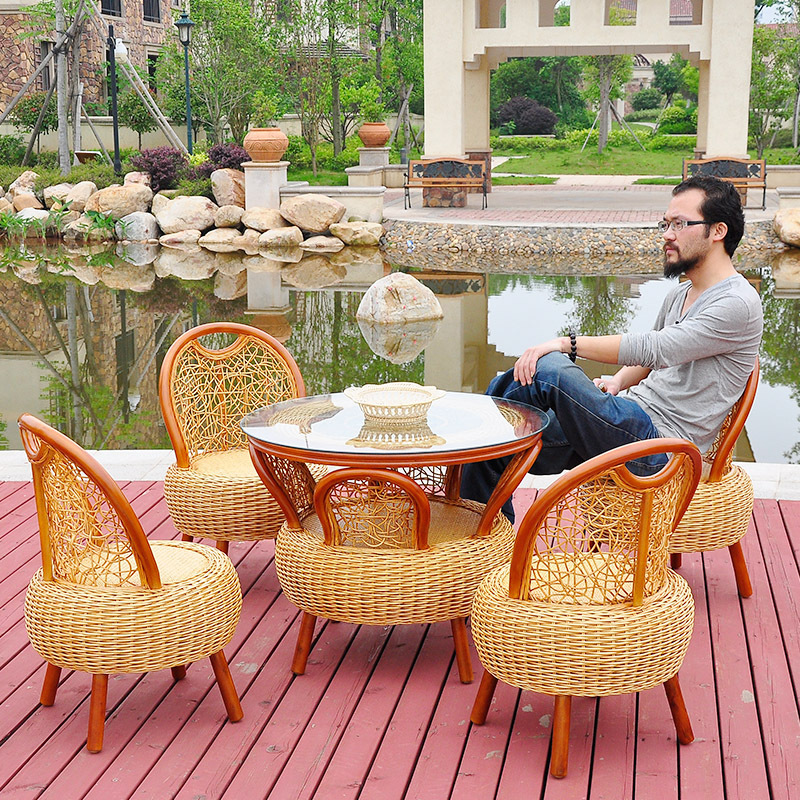 Outdoor Furniture Sets 3 Pieces Hand-Woven PE Rattan Wicker Chairs with Table Outdoor Garden Furniture Sets