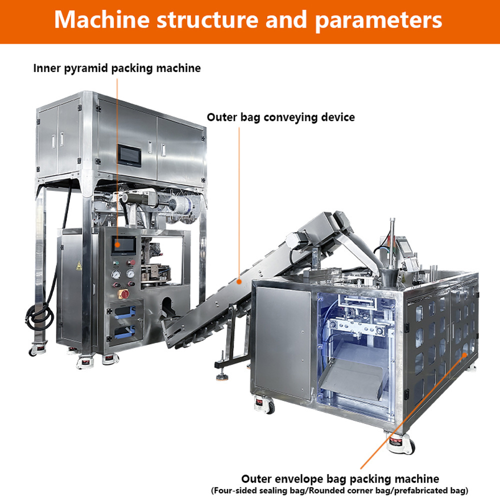 Automatic Inside and Outside Triangle Pyramid Tea Bag Packing Machine for Loose Granule Flower Tea Packaging Bag Sealing Machine